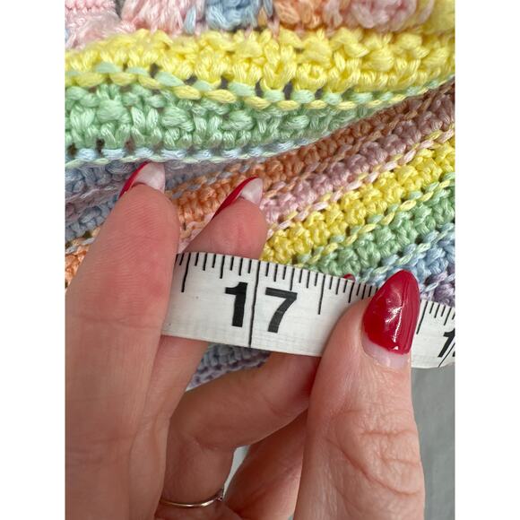 Sincerely Jules Top Medium Colorful Crochet Rainbow Pastel Striped Knit Halter - Picture 7 of 7